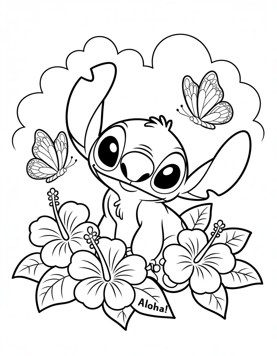 Stitch coloring page for Girls