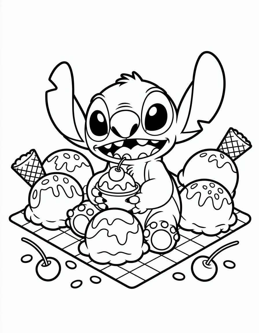 Stitch coloring page Ice Cream