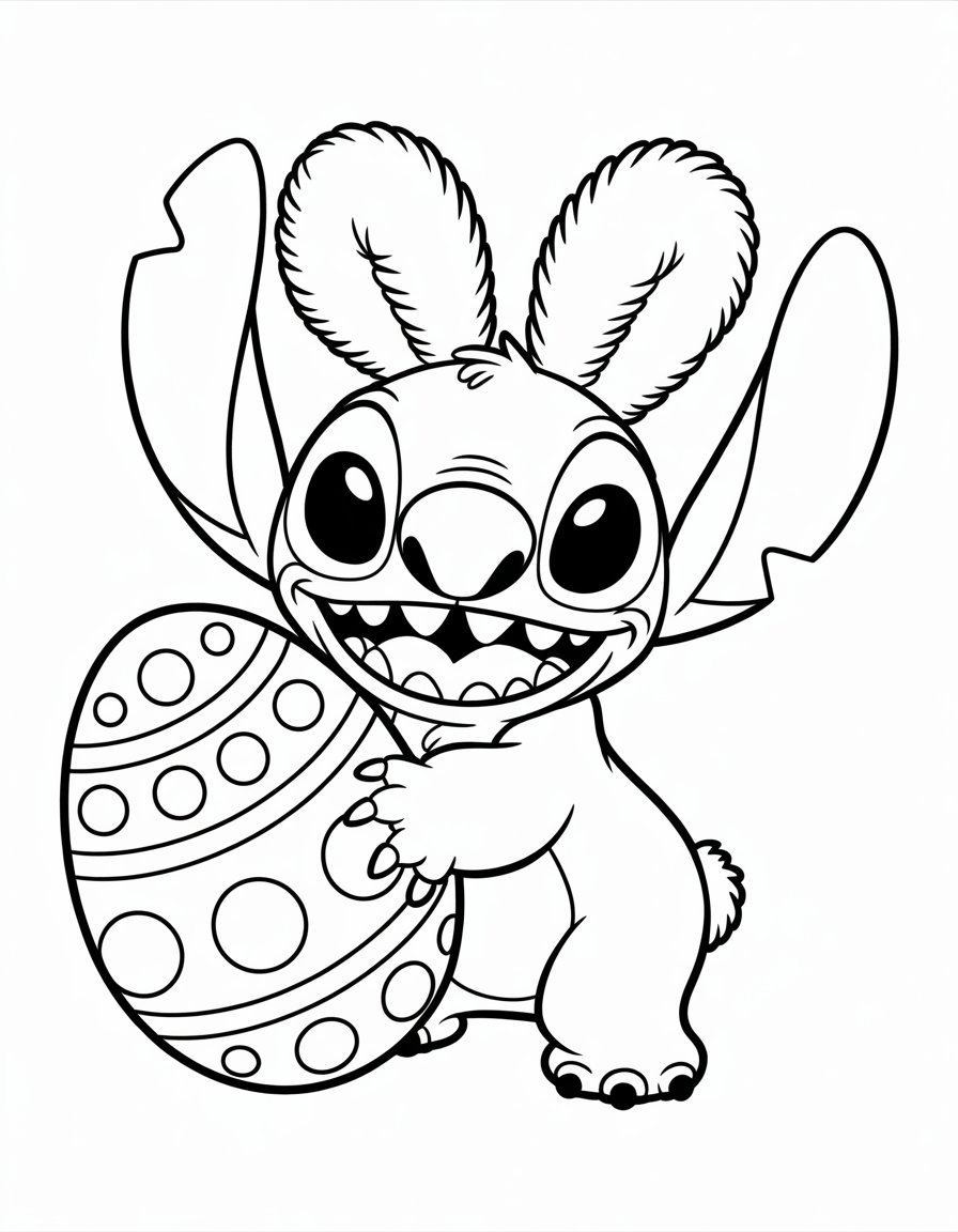 Stitch Easter coloring page Printable