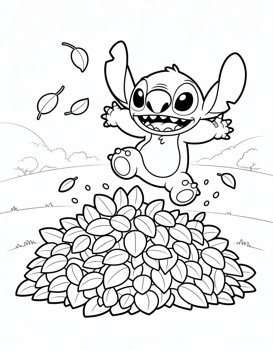 Stitch Fall coloring page