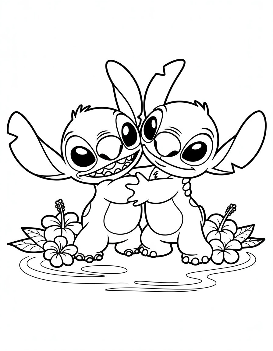 Stitch girlfriend coloring page