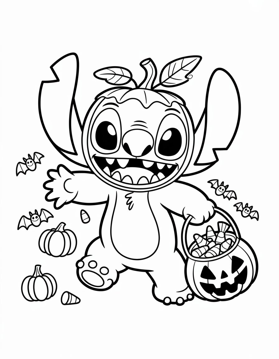 Stitch Halloween coloring page