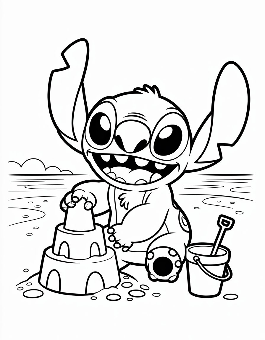 Stitch Summer coloring page