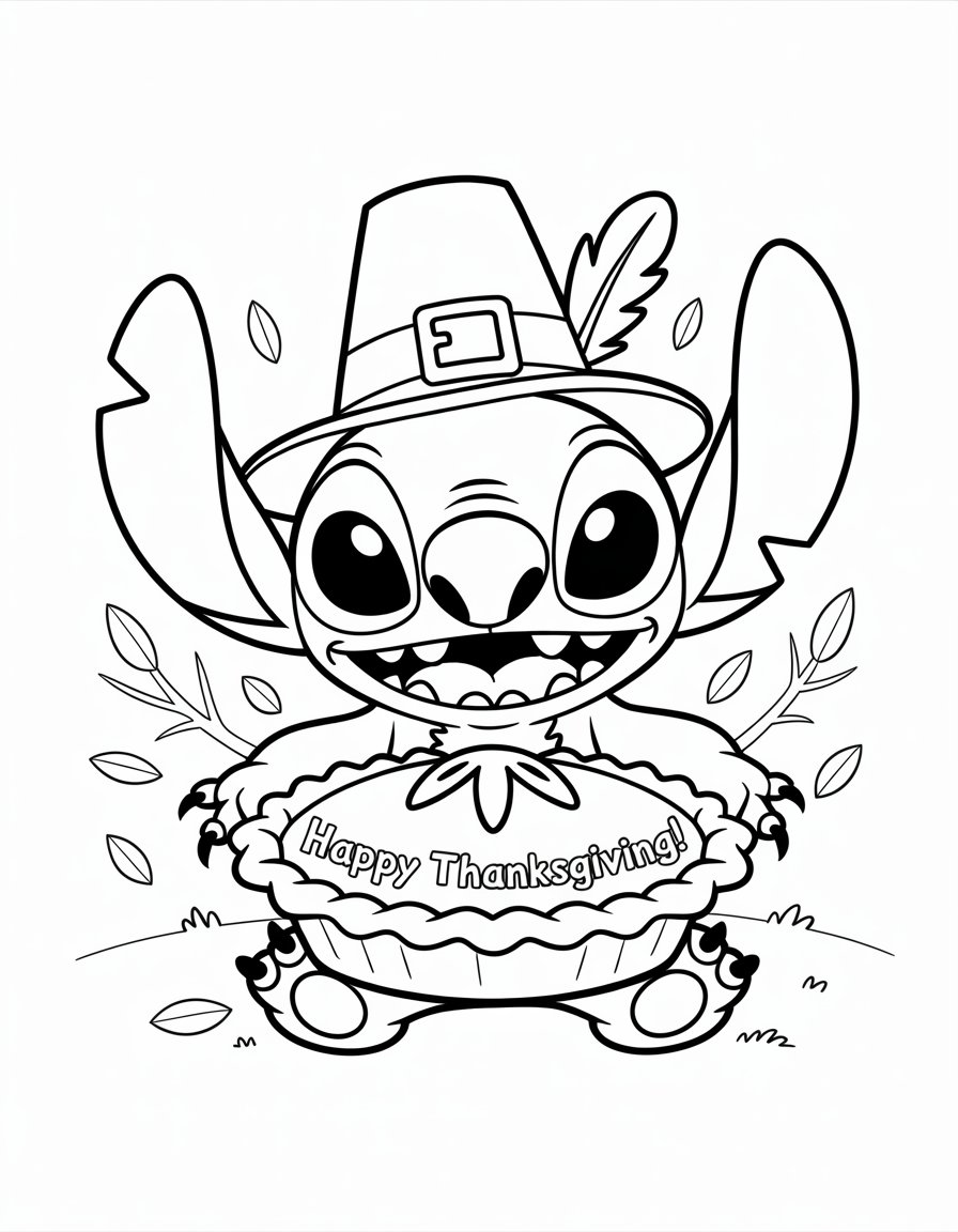 Stitch Thanksgiving coloring page