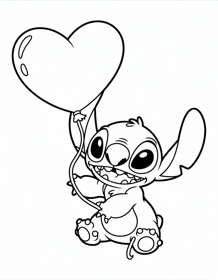 Stitch Valentine Coloring Page