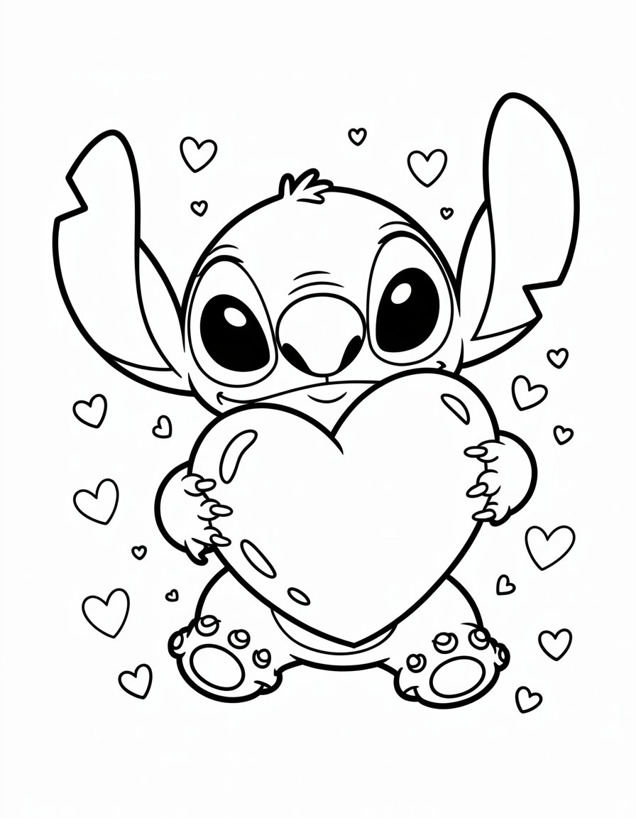 Stitch Valentine’s Day coloring page