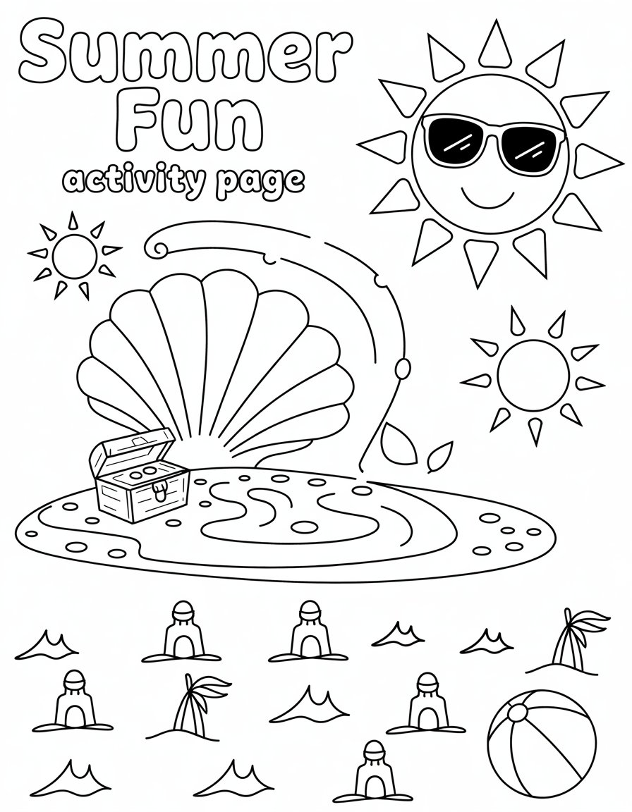 summer coloring activity pages