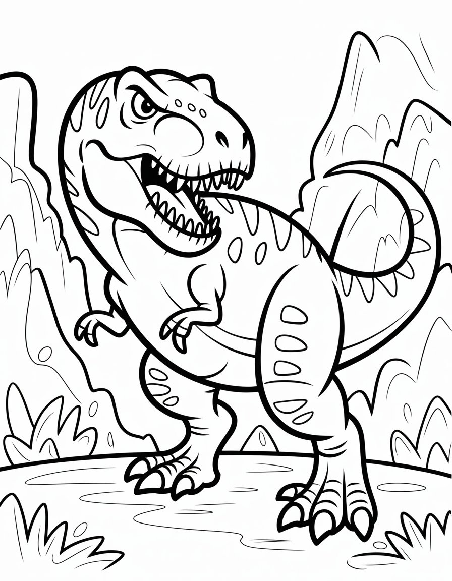 angry t rex coloring page