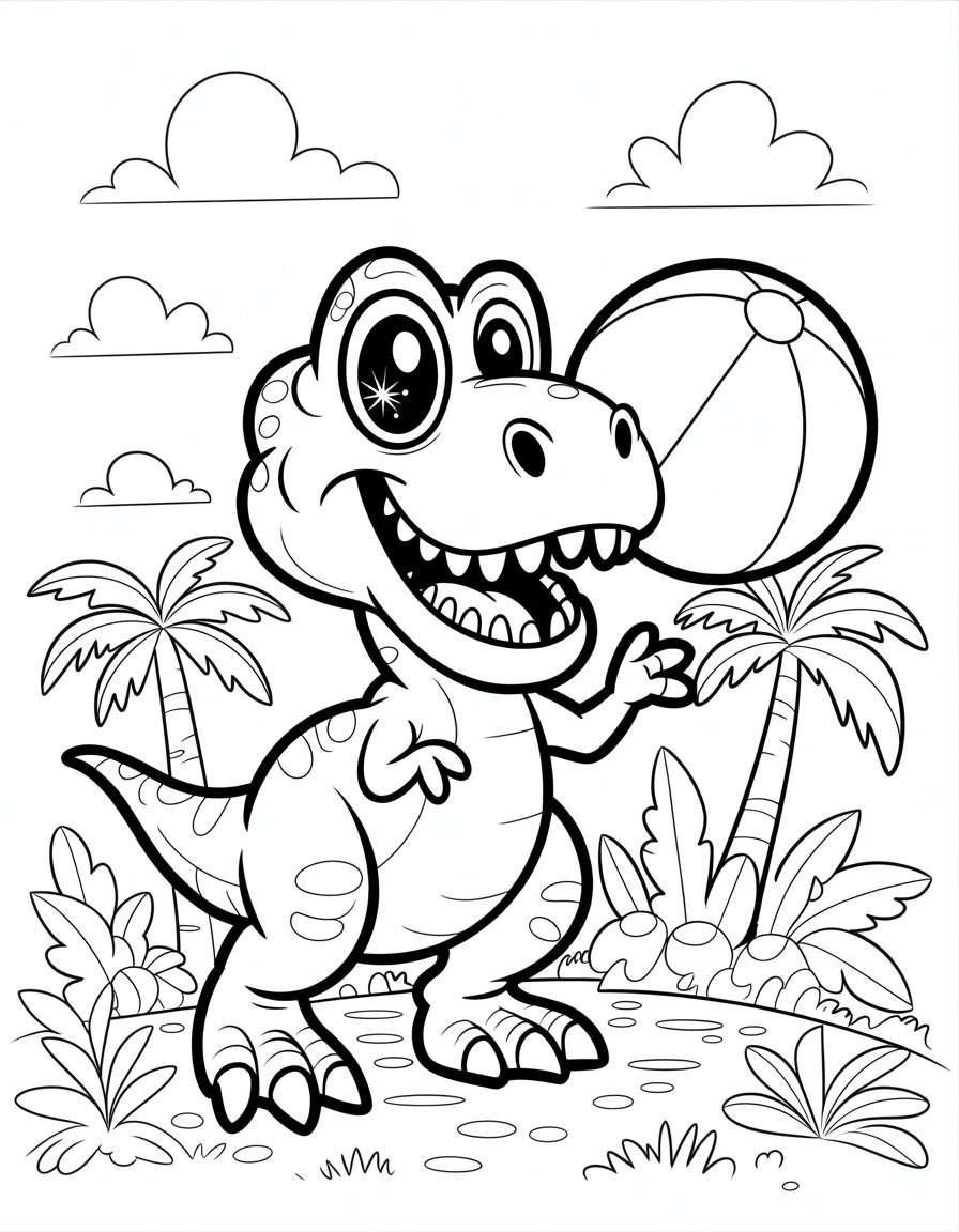 cartoon t rex coloring page