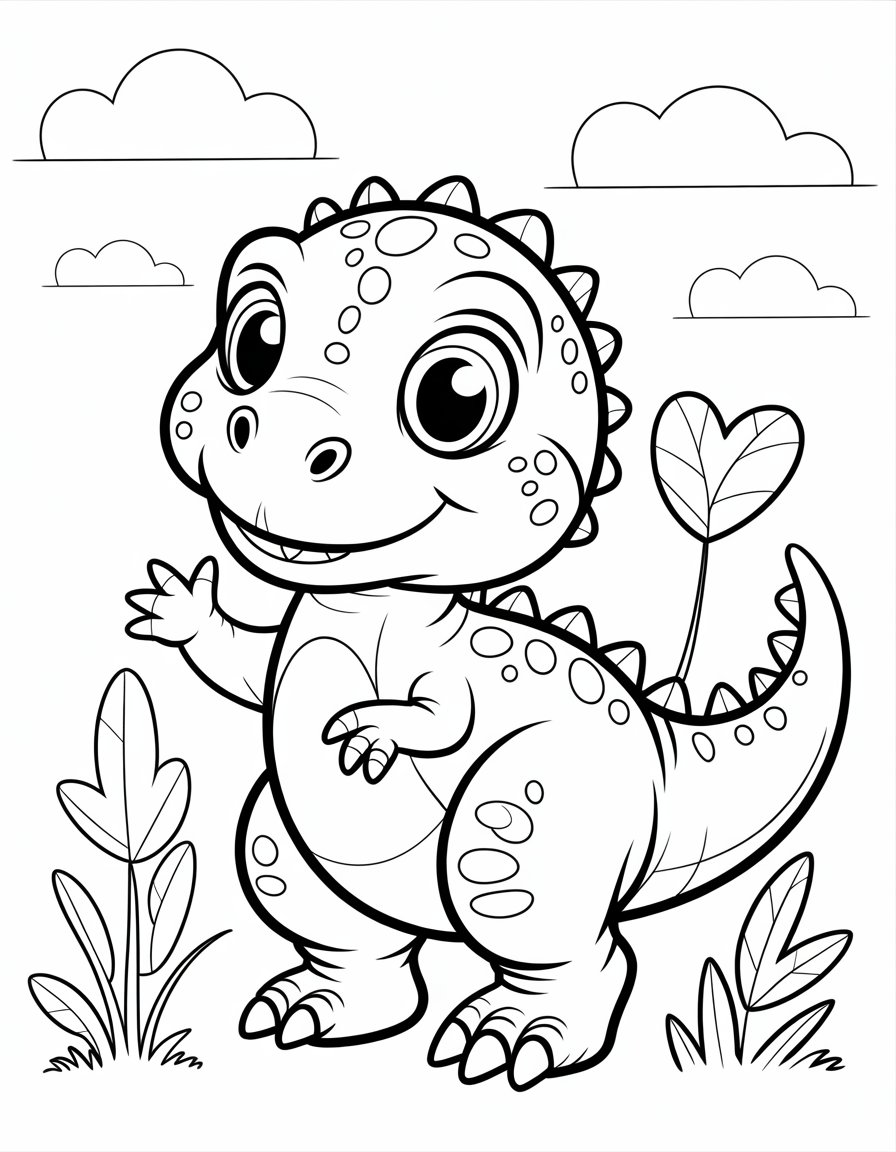 cute t rex coloring page