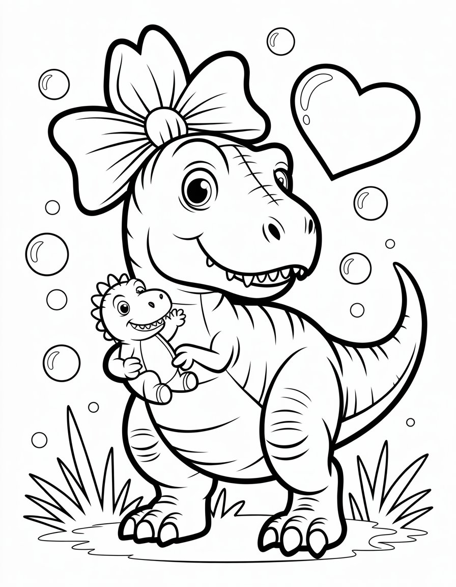 girl t rex coloring page