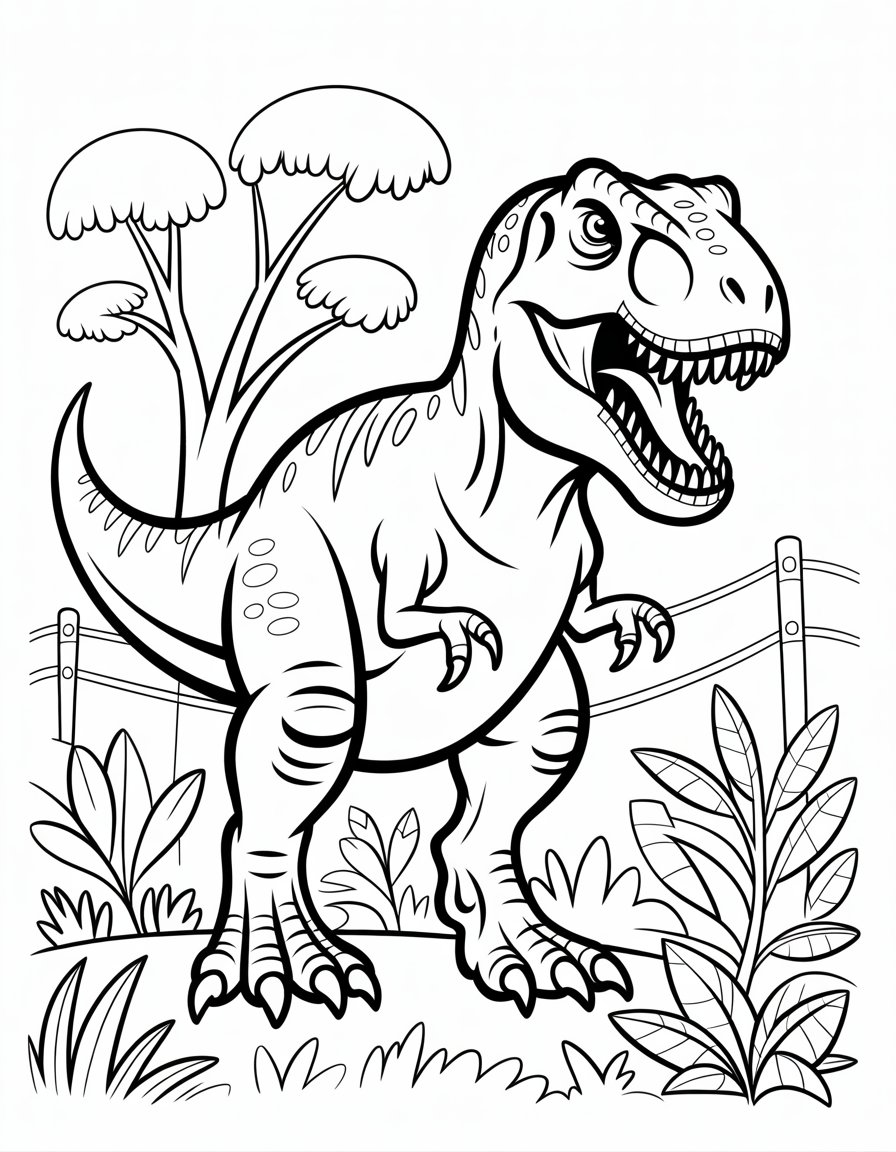 jurassic park t rex coloring page