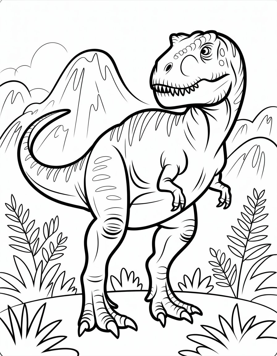 realistic t rex coloring page