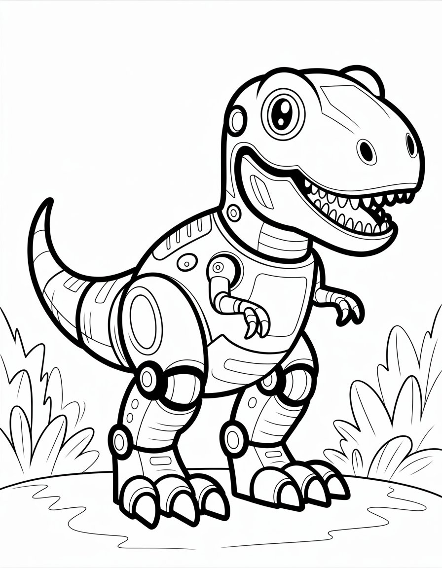 robot t rex coloring page