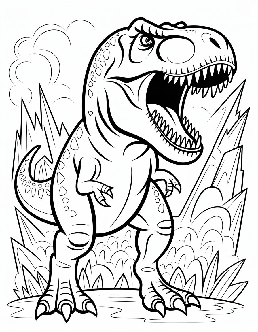 scary t rex coloring page