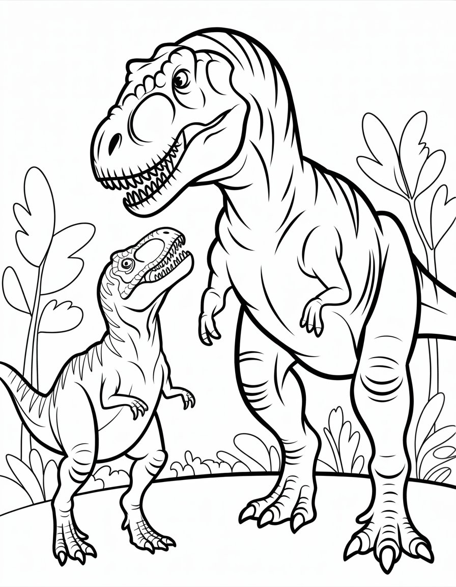t rex and giganotosaurus coloring page