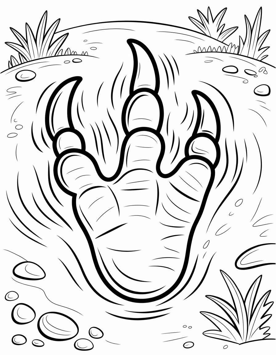 t rex footprint coloring page
