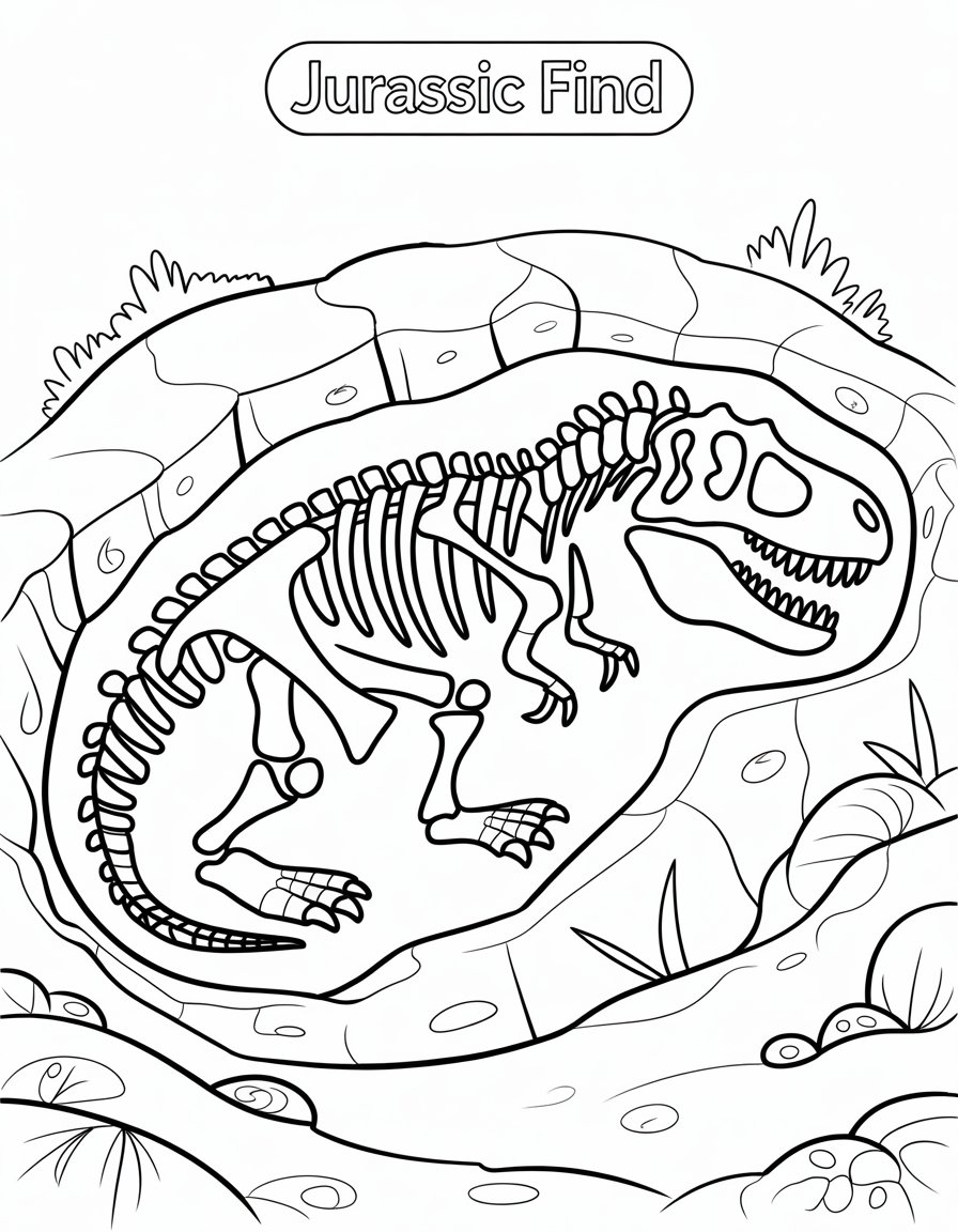 t rex fossil coloring page