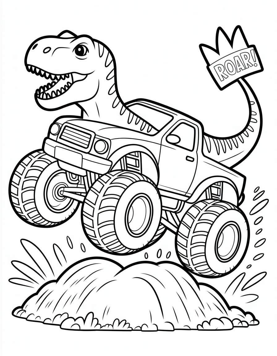 t rex monster truck coloring page