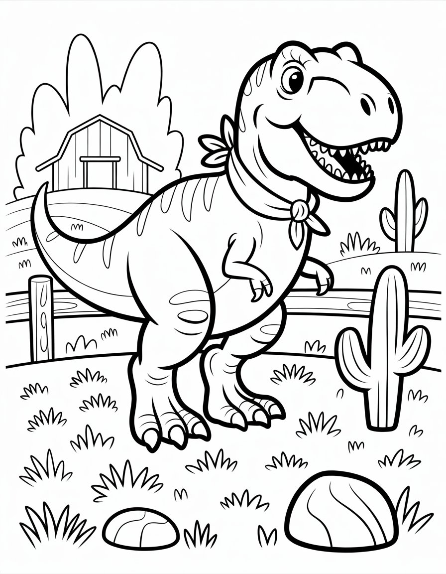 t rex ranch coloring page