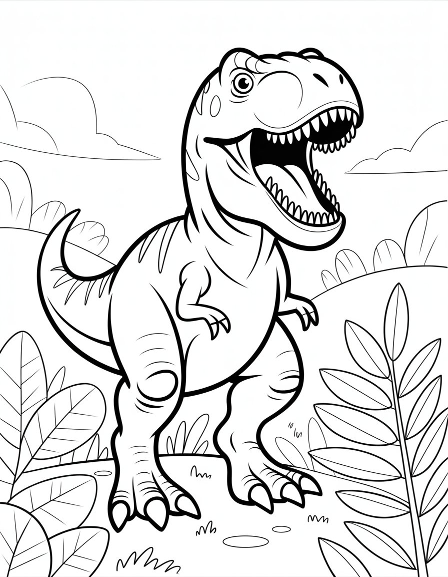t rex roaring coloring page