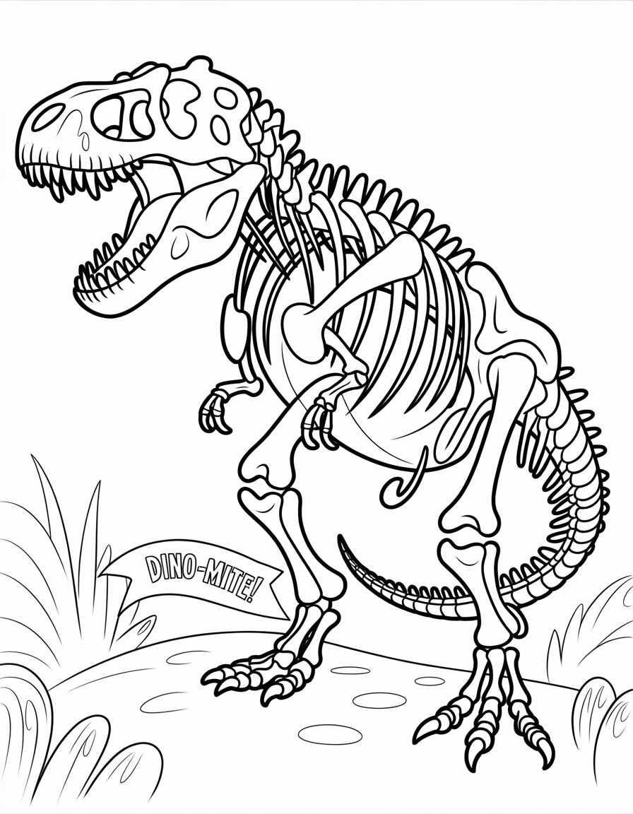 t rex skeleton coloring page