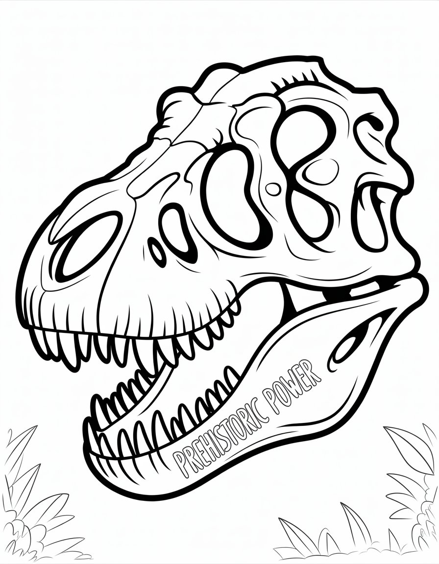 t rex skull coloring page