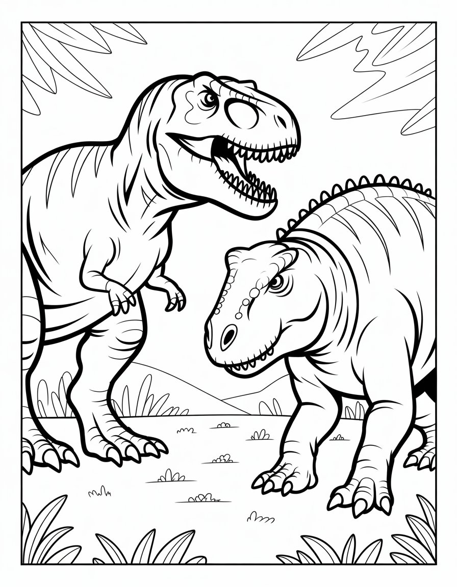 t rex versus giganotosaurus coloring page