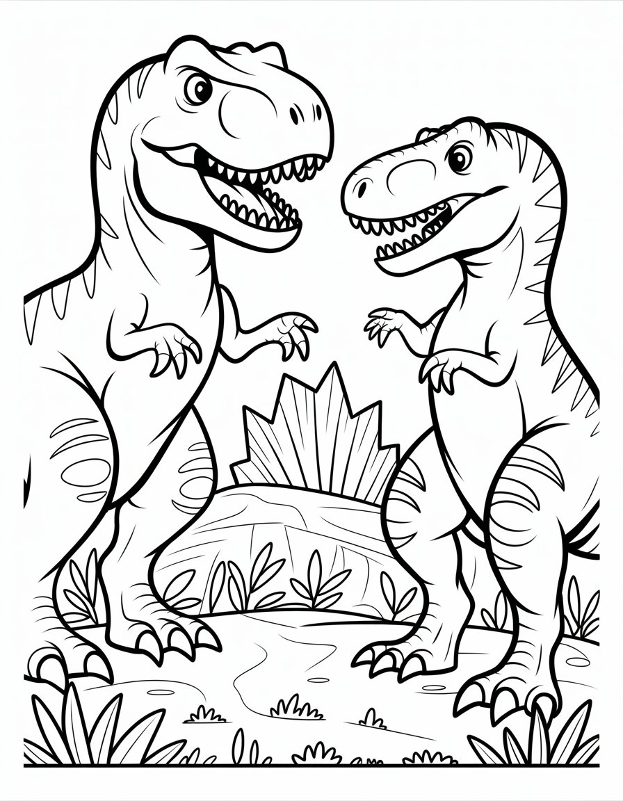 t rex versus spinosaurus coloring page