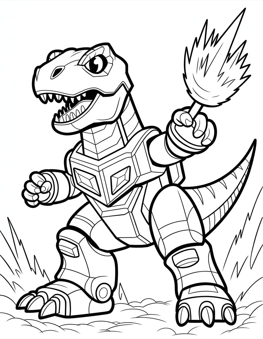 t rex zord coloring page
