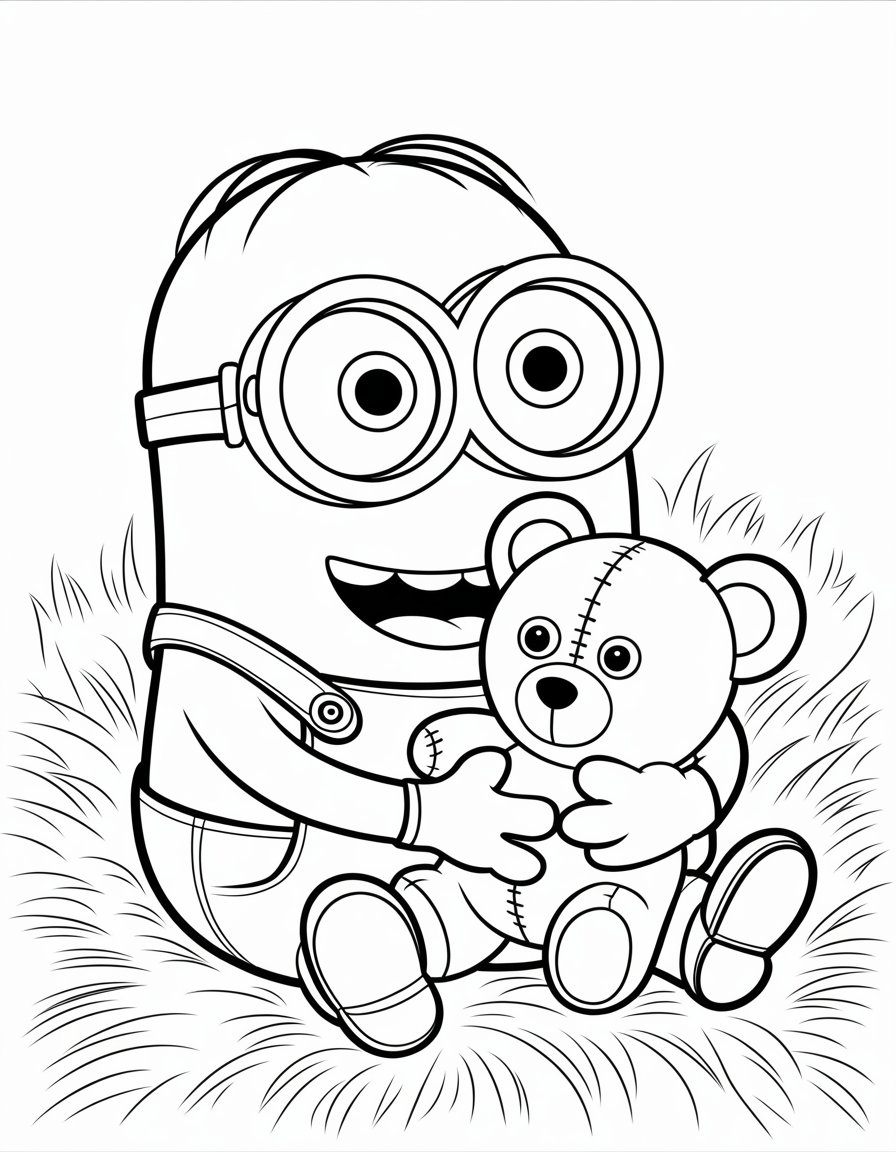 minion bob with teddy bear