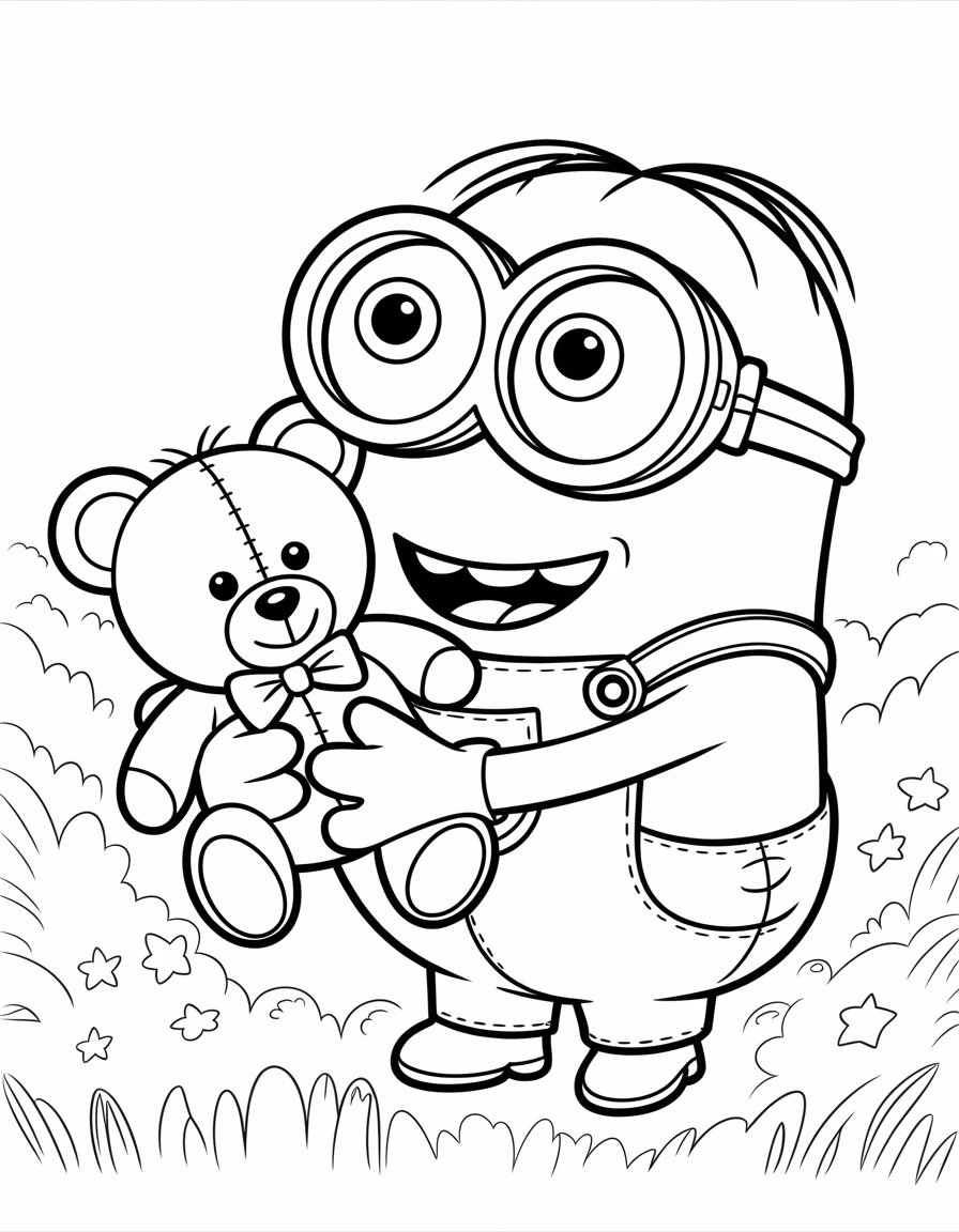 minion with teddy bear
