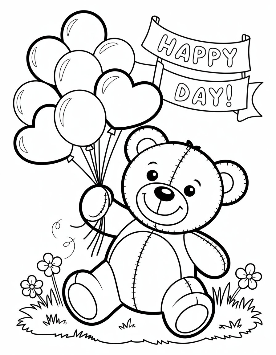 teddy bear with balloons