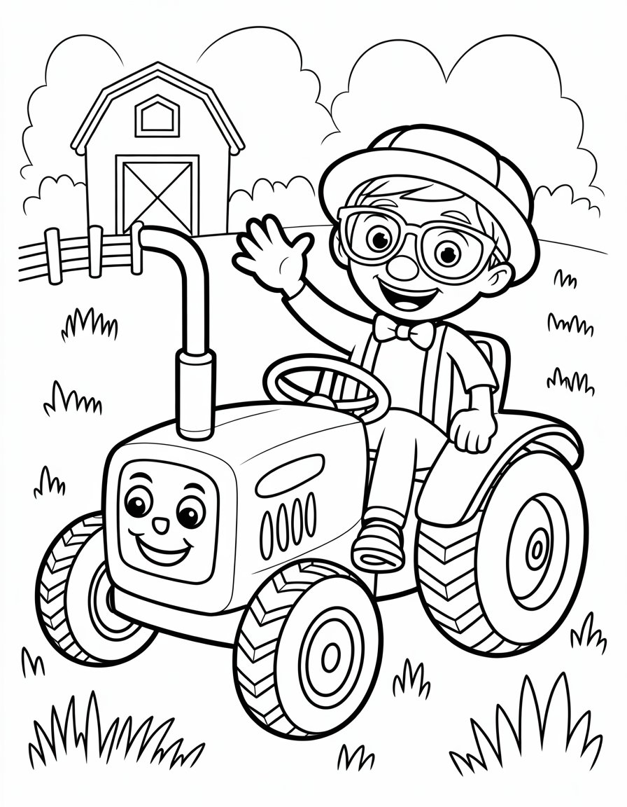 blippi tractor coloring page