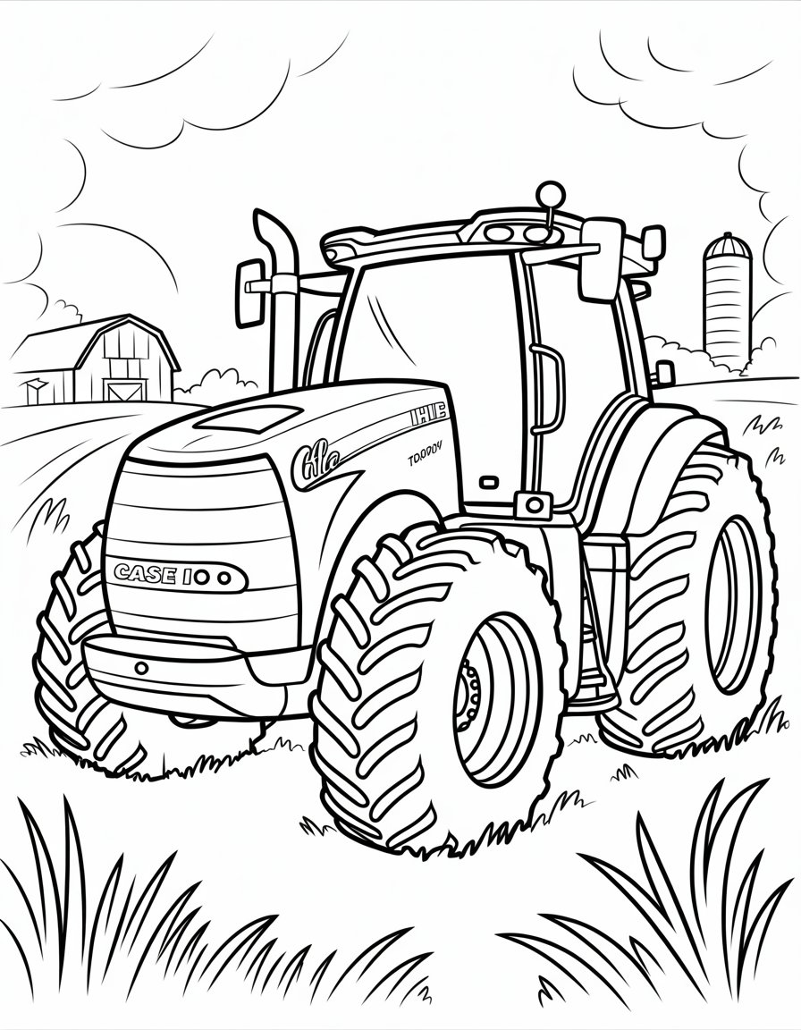 case tractor coloring page