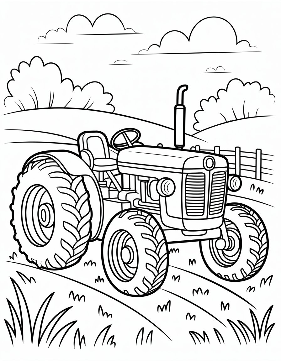 farm tractor coloring page