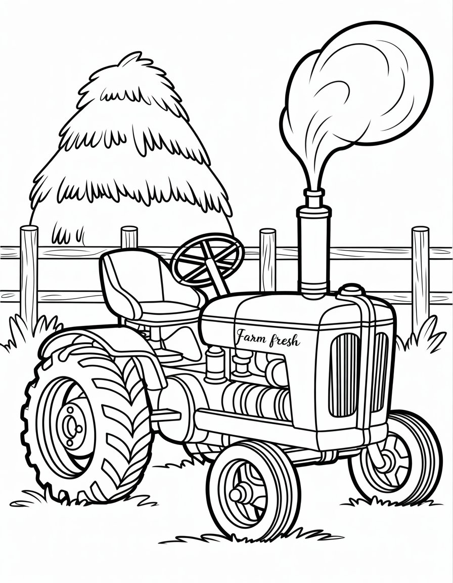 old tractor coloring page