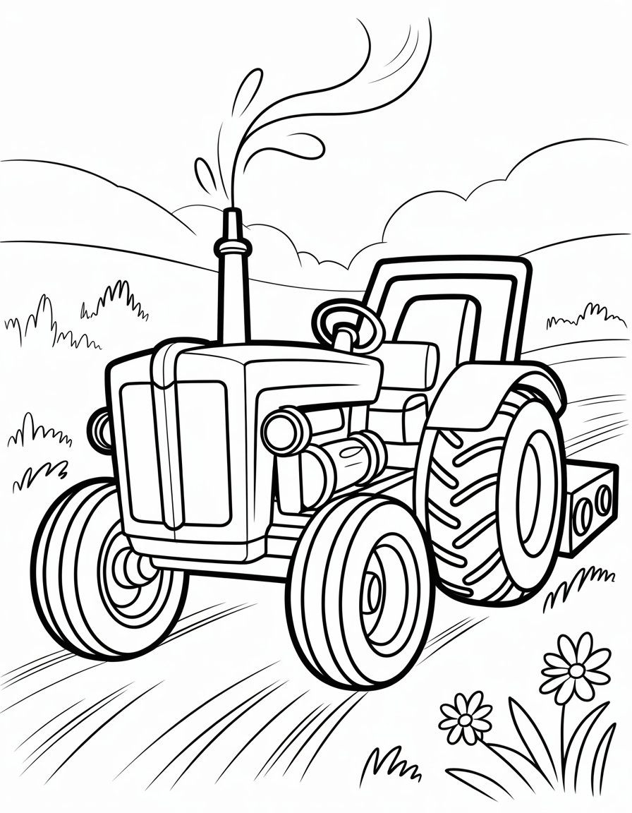 pulling tractor coloring page