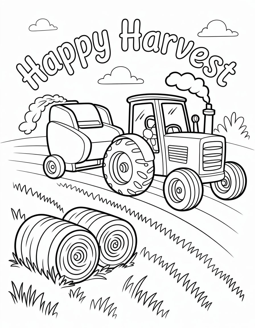 tractor and baler coloring page