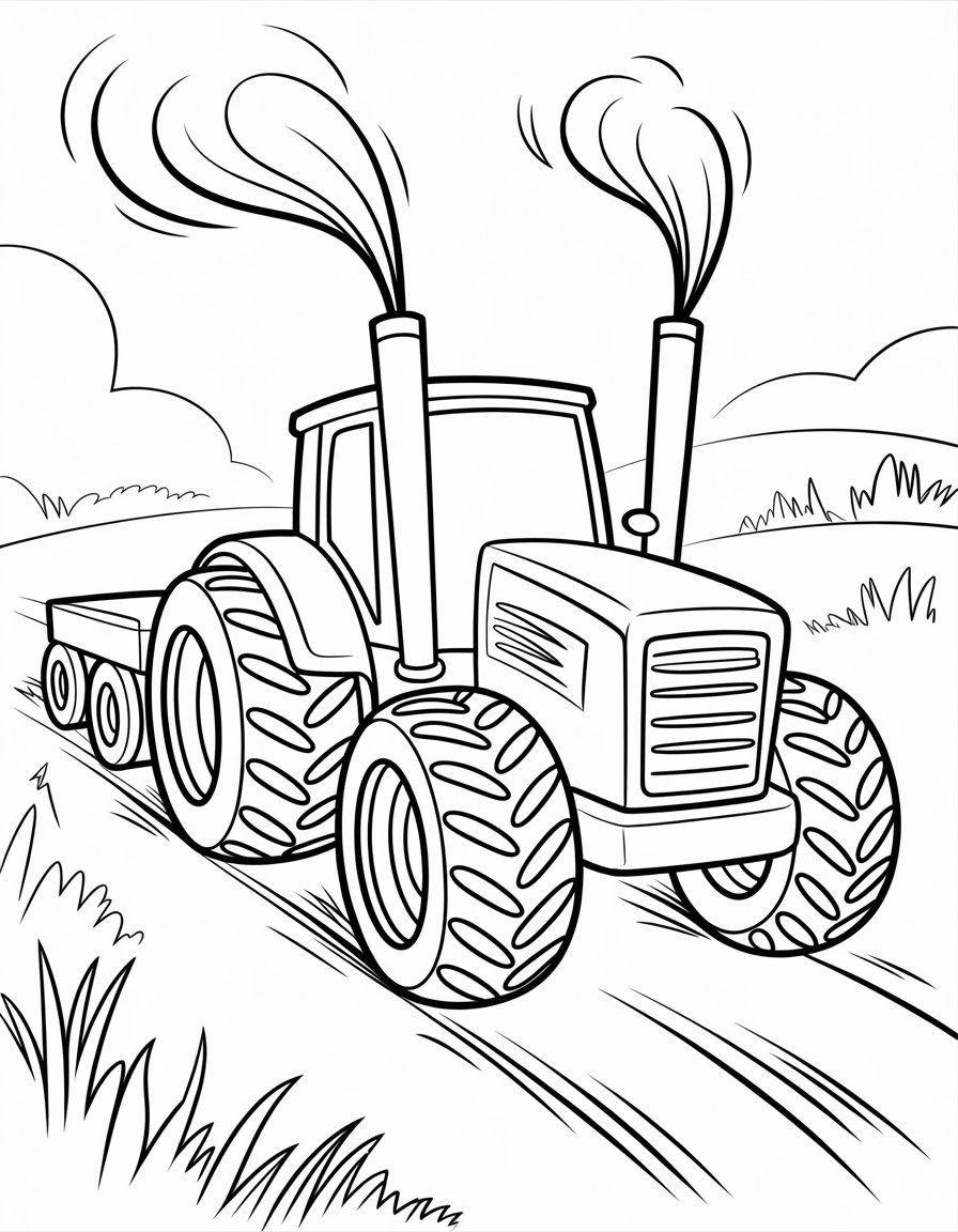 tractor pull coloring page