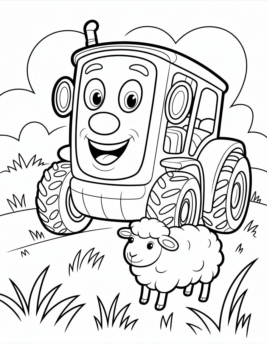 tractor ted coloring page