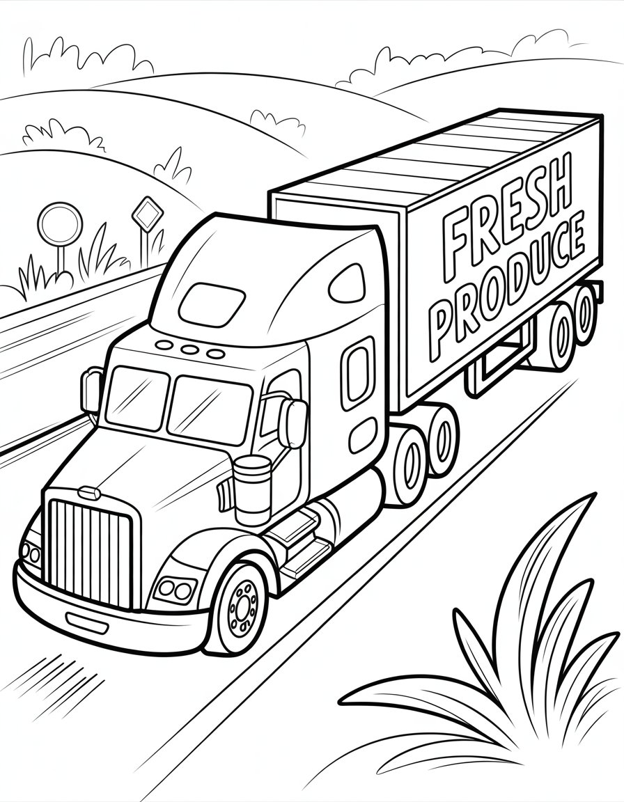 tractor trailer coloring page