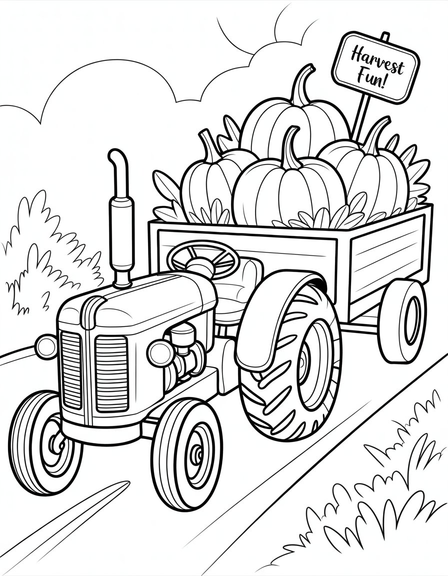 tractor with trailer coloring page