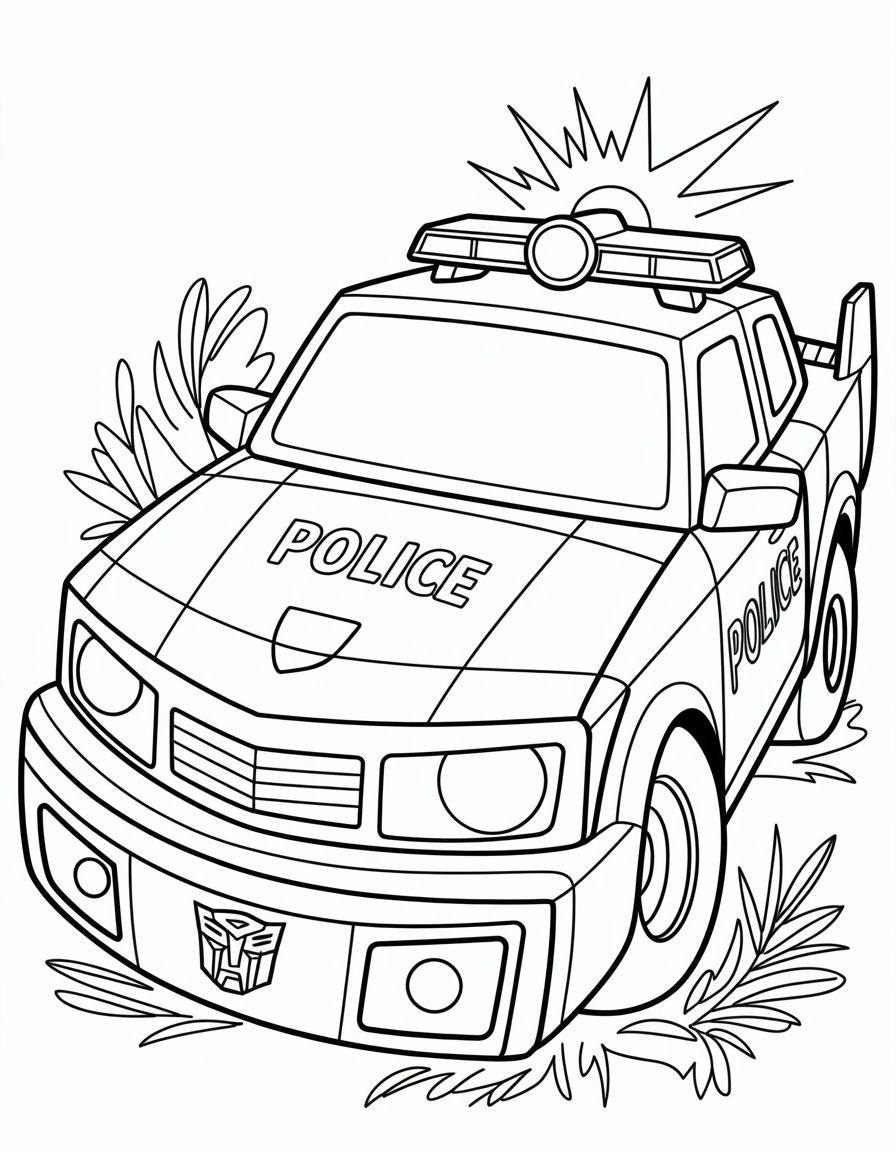 transformer police car coloring page
