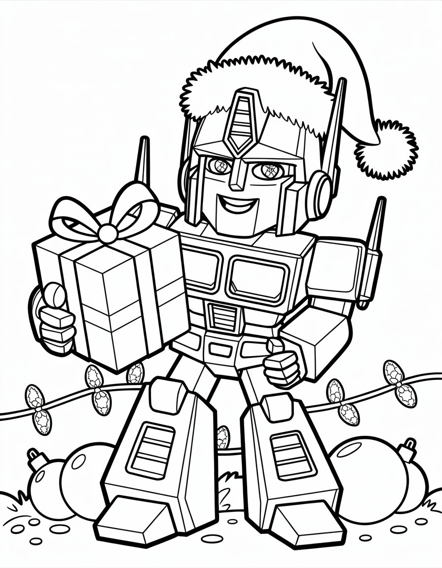 transformers christmas coloring page