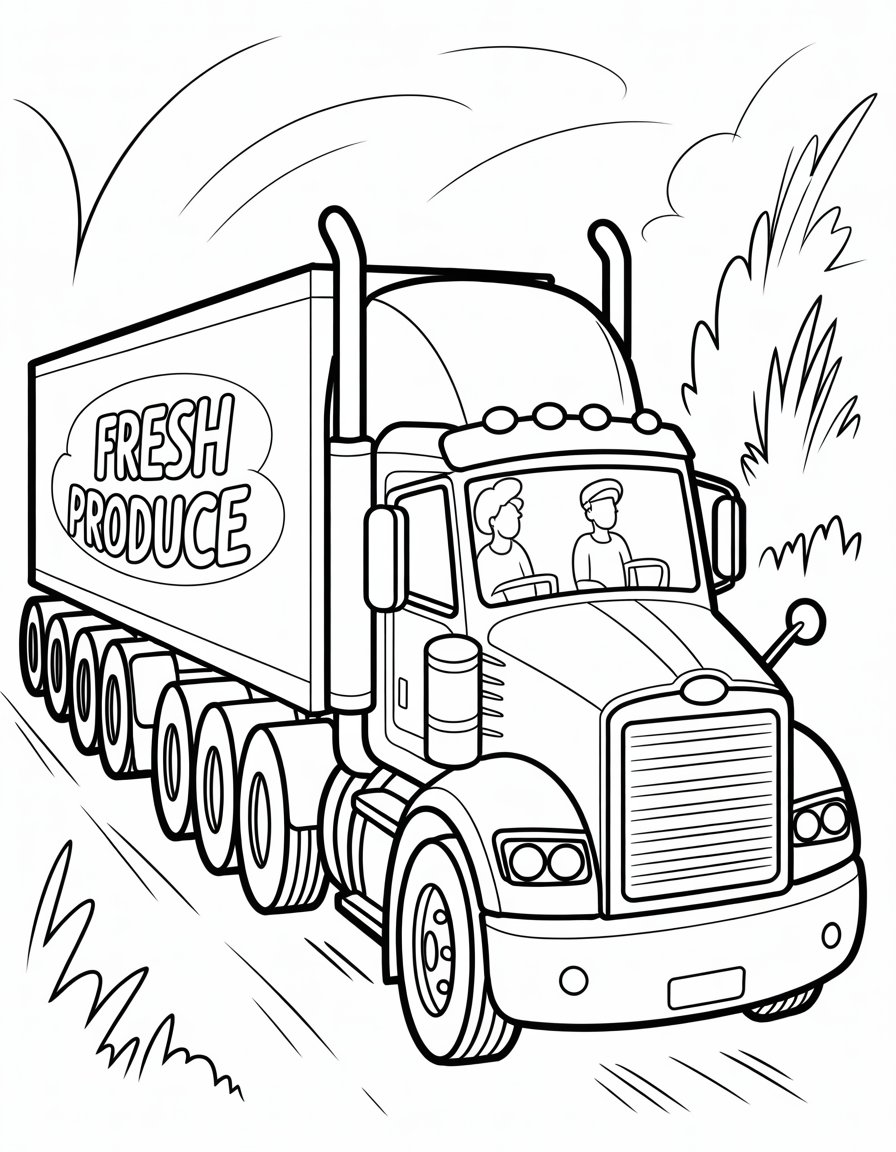 18 wheeler semi truck coloring page