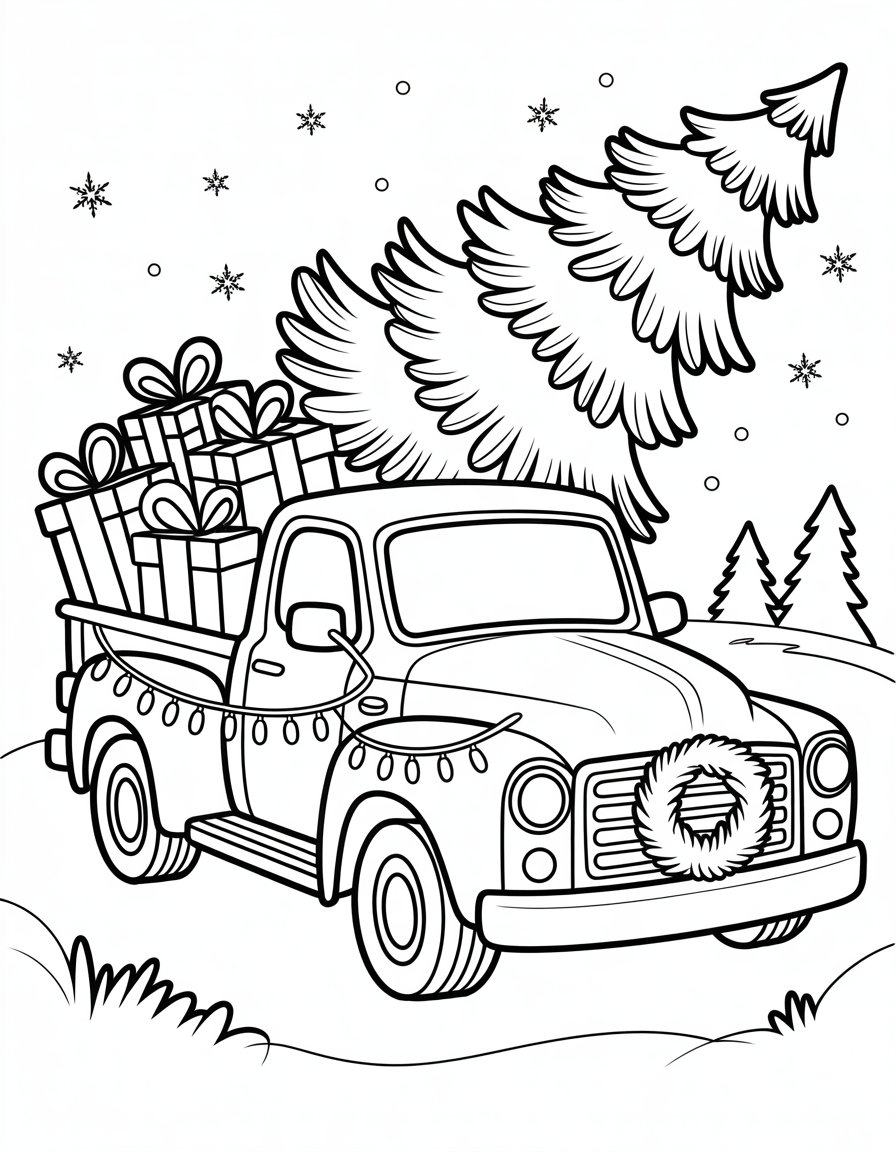 christmas truck coloring page
