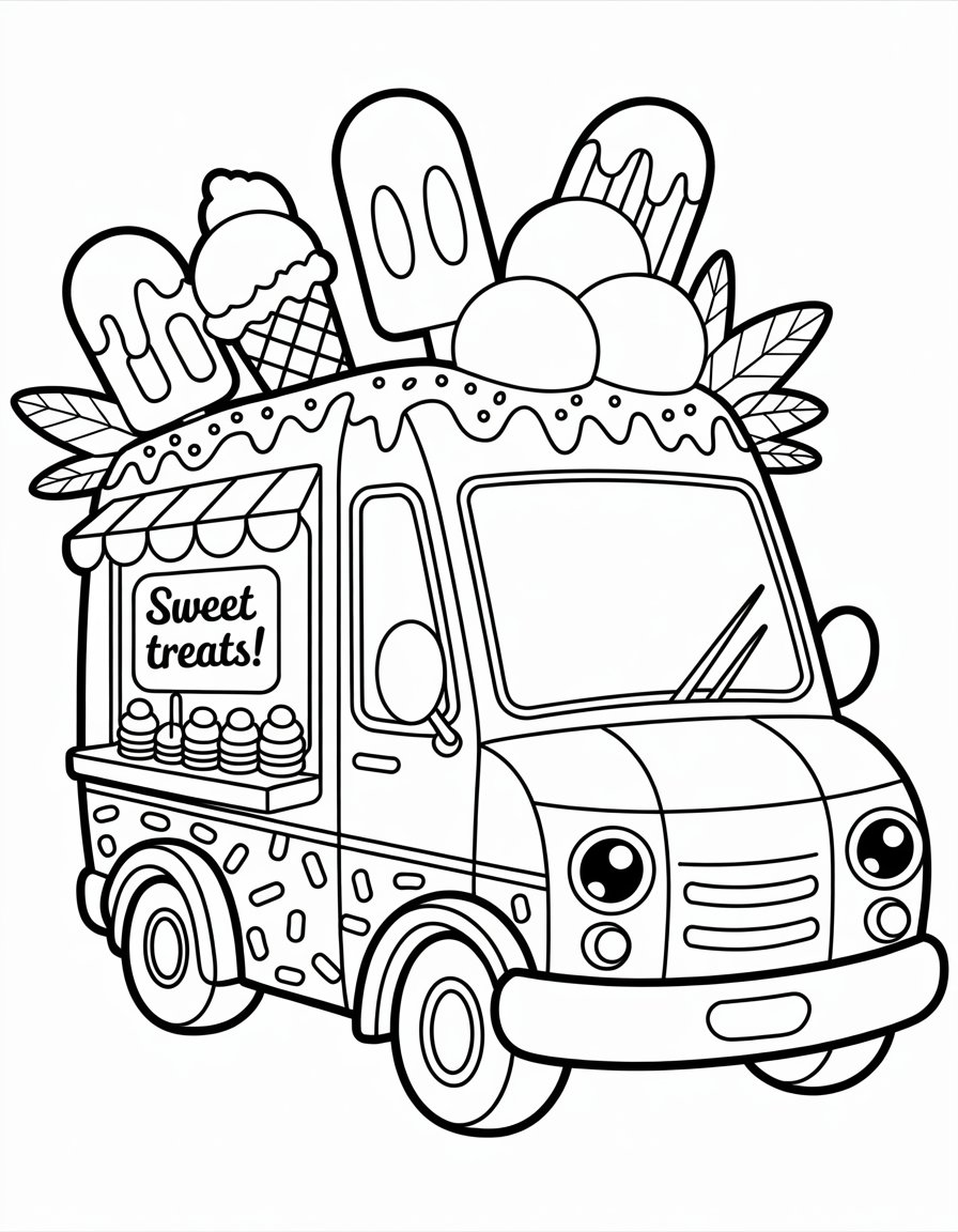 cute ice cream truck coloring page