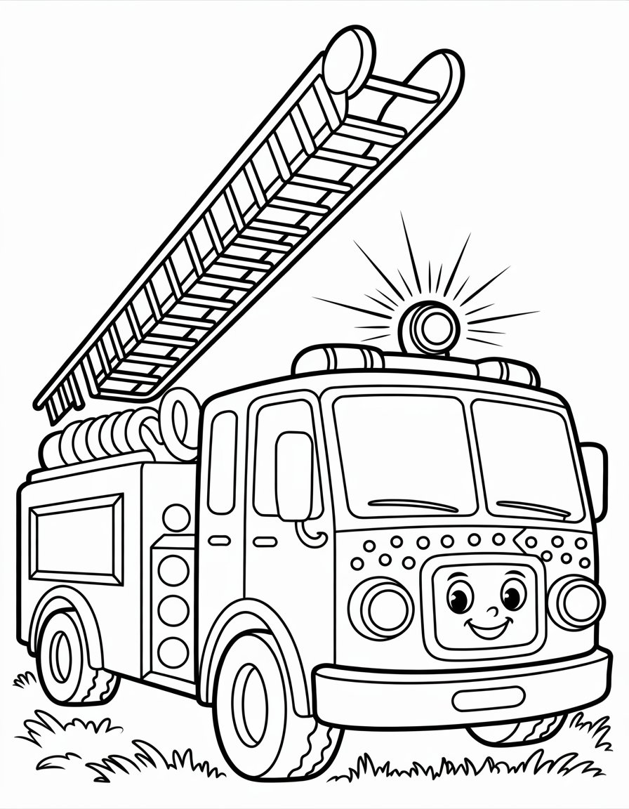 fire truck coloring page easy