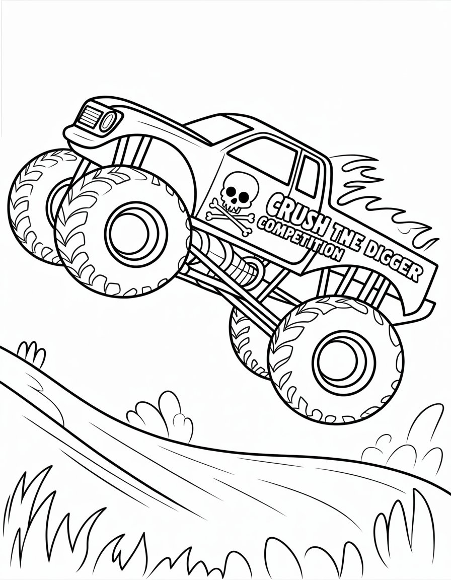 grave digger monster truck coloring page